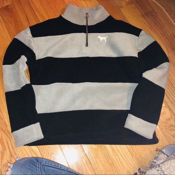Naomi Striped Fleece Oversized Long Sleeve Top in Pink